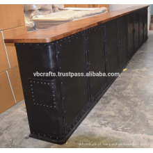 Design de metal industrial Counter Bar Top Mango Wood Top